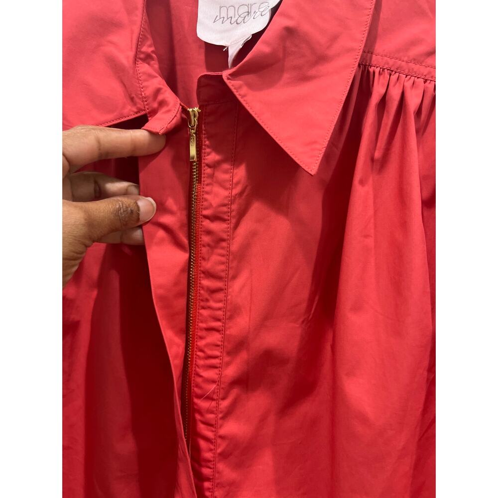 NWT Mare Mare x Anthropologie Long-Sleeve Henley Blouse in Red-Orange Sz L - Picture 5 of 13